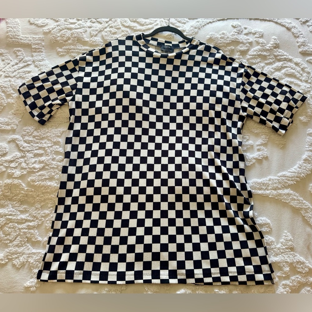 MINT DRESSED IN LALA B/W CHECKERBOARD PLISSE 2 PIECE PLAYSUIT SIZE L ORIG $152 - Picture 5 of 13